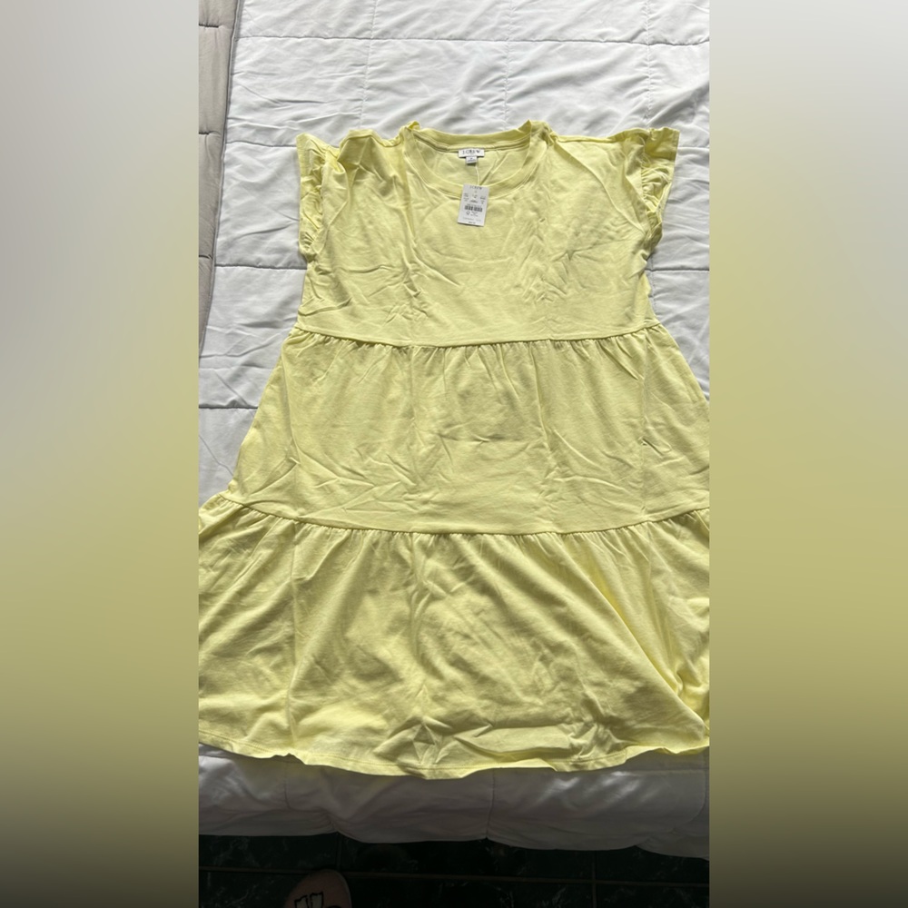 J-crew tiered mini cotton dress in yellow, medium, nwt